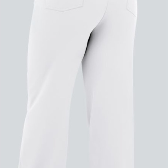 NWOT HALARA High Waisted Button Pockets Straight Leg Pants WHITE XL PETITE - Picture 2 of 4